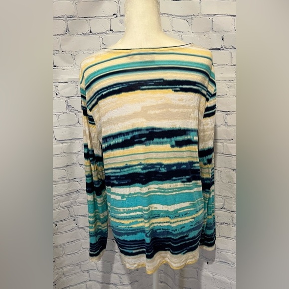 Easywear by Chico’s multicolor pull over V-neck top size 2/12 - Picture 3 of 6